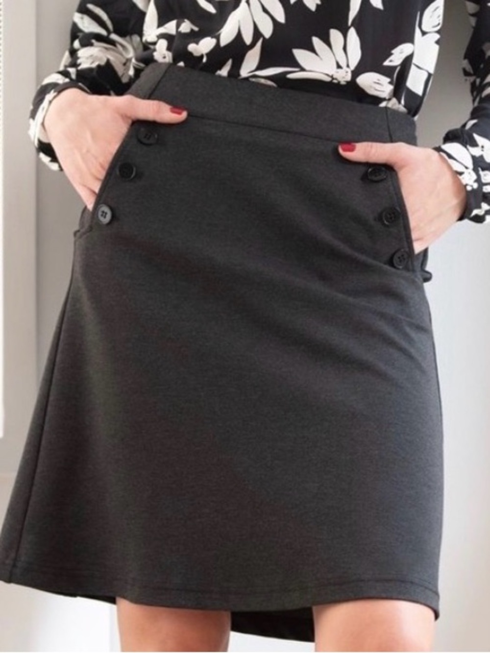 Betabrand NWT Ponte Charcoal Gray A-Line Skirt/Skort